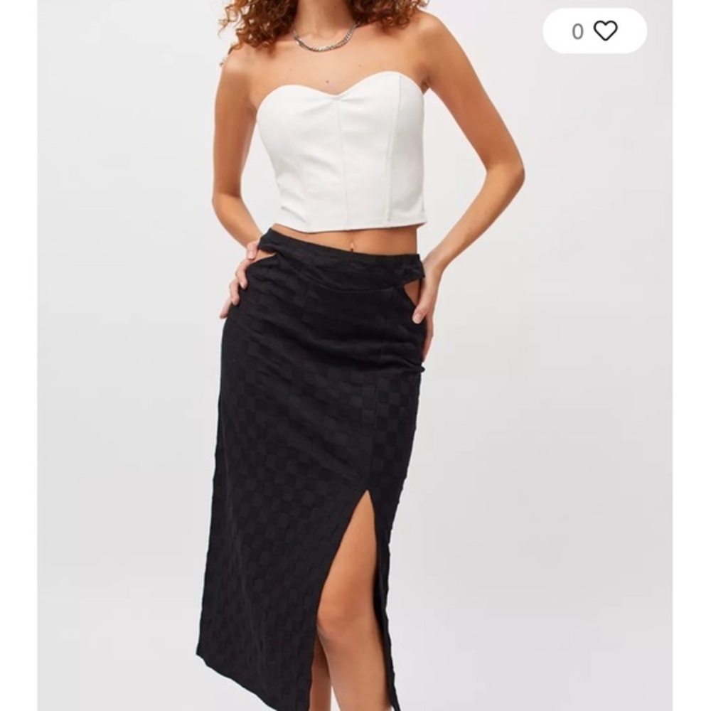 URBAN OUTFITTERS NWOT Black Checkered Cut-Out MIDI‎ Skirt sz S